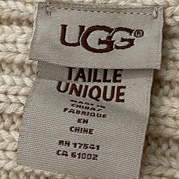 Ugg Womens cable Knit chunky fisherman’s Scarf Beige One Size Wool & Acrylic - Picture 4 of 11